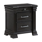Elements International - KINGS COURT BLACK NIGHTSTAND - Wood - Nightstands