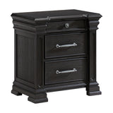 Elements International - KINGS COURT BLACK NIGHTSTAND - Wood - Nightstands