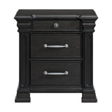 Elements International - KINGS COURT BLACK NIGHTSTAND - Wood - Nightstands - Additional View 2