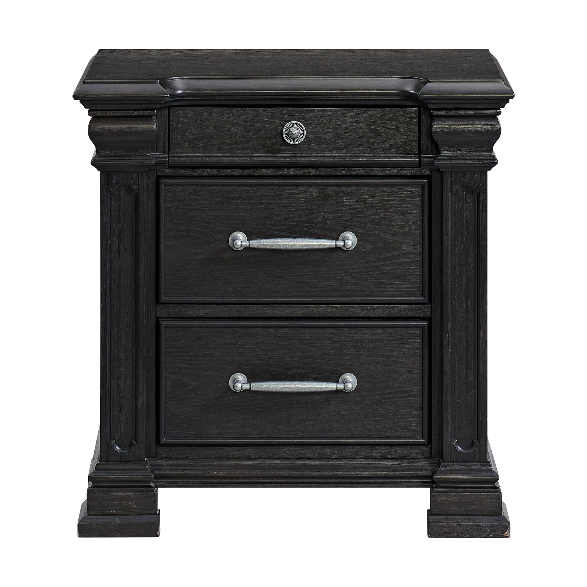 Elements International - KINGS COURT BLACK NIGHTSTAND - Wood - Nightstands - Additional View 2
