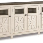 Ashley Furniture - BOLANBURG TWO-TONE EXTRA LARGE MEDIA CONSOLE - White Glass|Wood - TV Stands