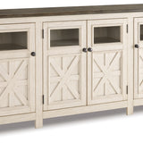 Ashley Furniture - BOLANBURG TWO-TONE EXTRA LARGE MEDIA CONSOLE - White Glass|Wood - TV Stands