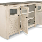 Ashley Furniture - BOLANBURG TWO-TONE EXTRA LARGE MEDIA CONSOLE - White Glass|Wood - TV Stands - Additional View 2