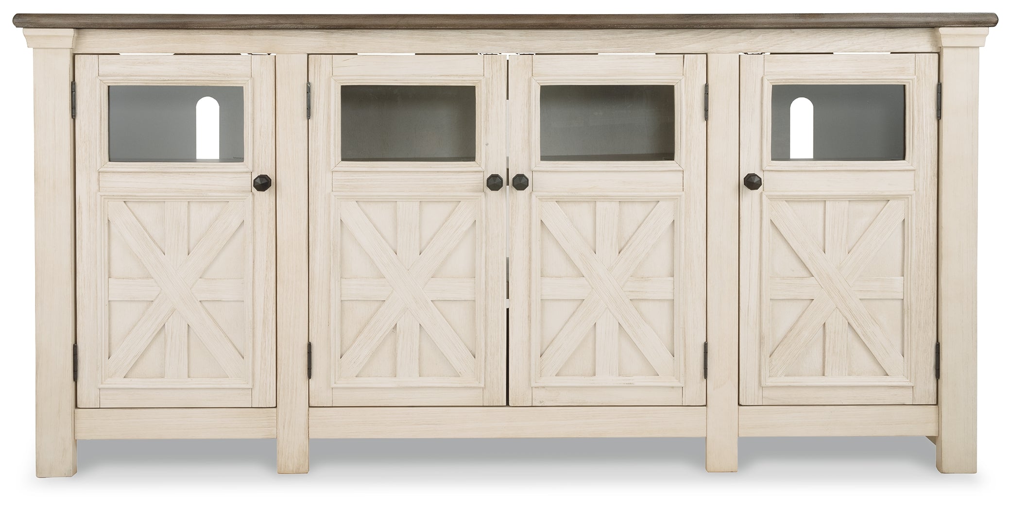 Ashley Furniture - BOLANBURG TWO-TONE EXTRA LARGE MEDIA CONSOLE - White Glass|Wood - TV Stands - Additional View 4