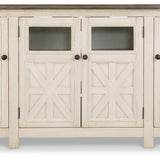 Ashley Furniture - BOLANBURG TWO-TONE EXTRA LARGE MEDIA CONSOLE - White Glass|Wood - TV Stands - Additional View 4