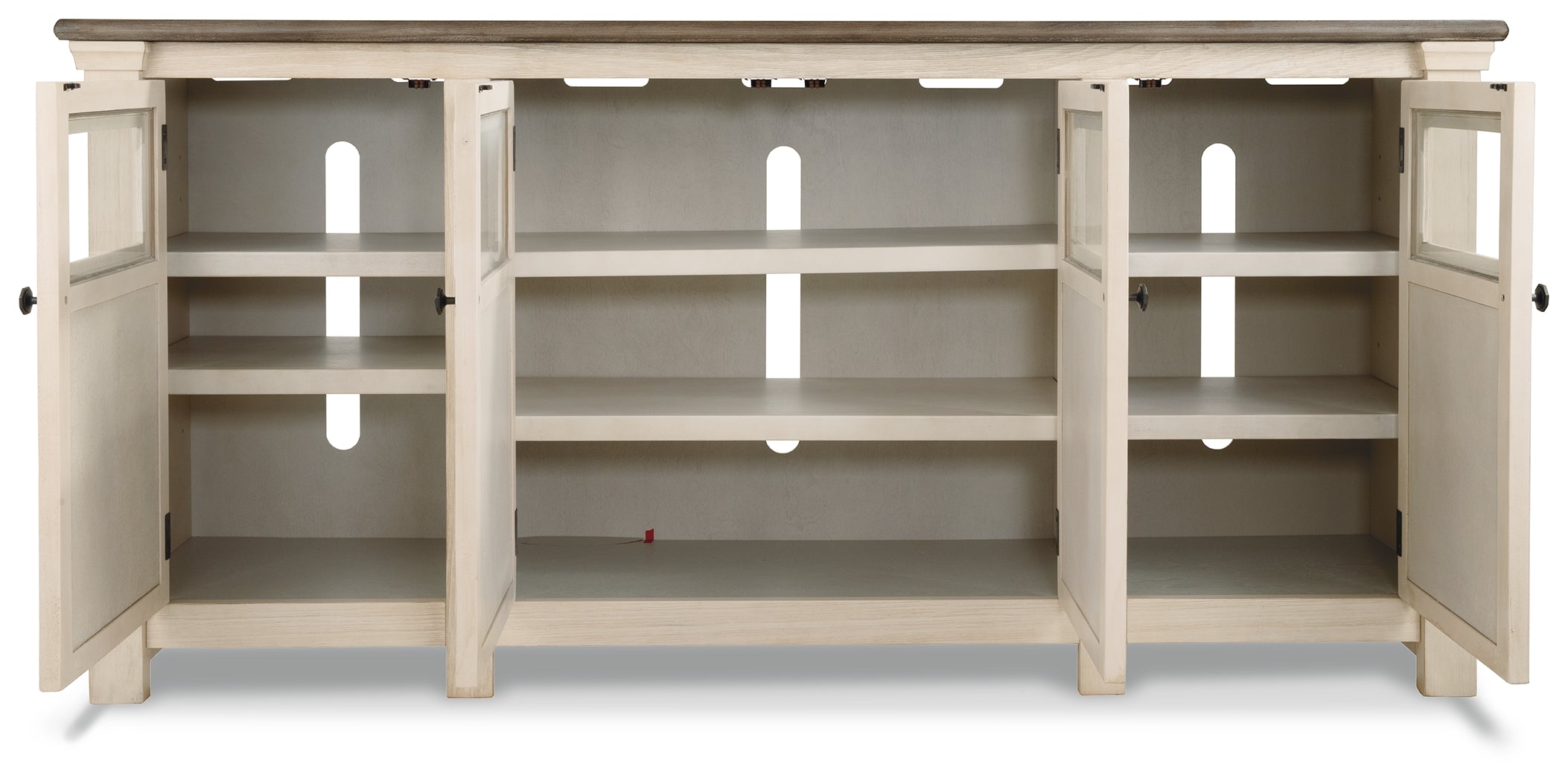Ashley Furniture - BOLANBURG TWO-TONE EXTRA LARGE MEDIA CONSOLE - White Glass|Wood - TV Stands - Additional View 5