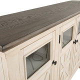 Ashley Furniture - BOLANBURG TWO-TONE EXTRA LARGE MEDIA CONSOLE - White Glass|Wood - TV Stands - Additional View 9