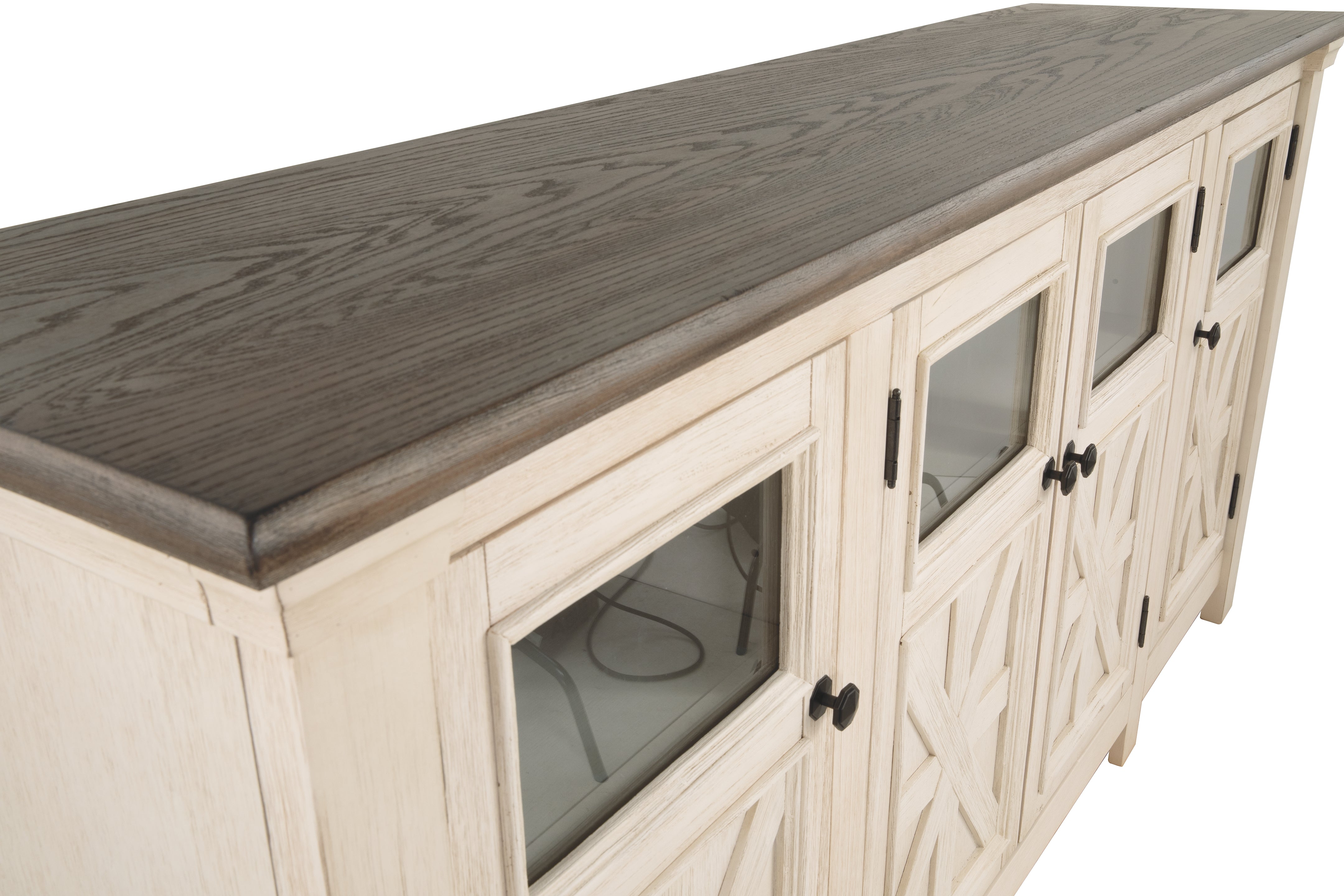 Ashley Furniture - BOLANBURG TWO-TONE EXTRA LARGE MEDIA CONSOLE - White Glass|Wood - TV Stands - Additional View 9