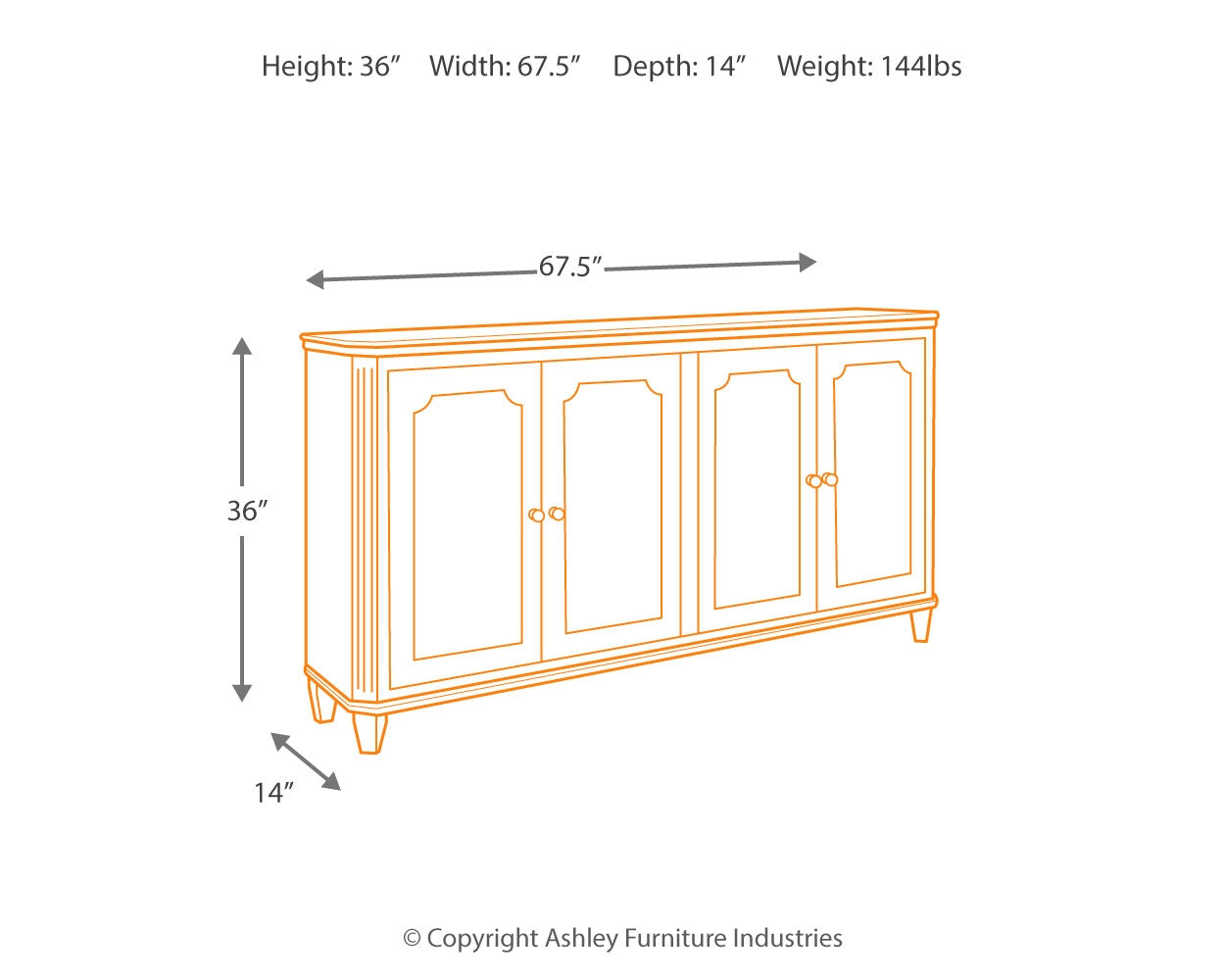 Ashley Furniture - MIRIMYN ANTIQUE WHITE DOOR ACCENT CABINET - Wood - Cabinets - Additional View 8