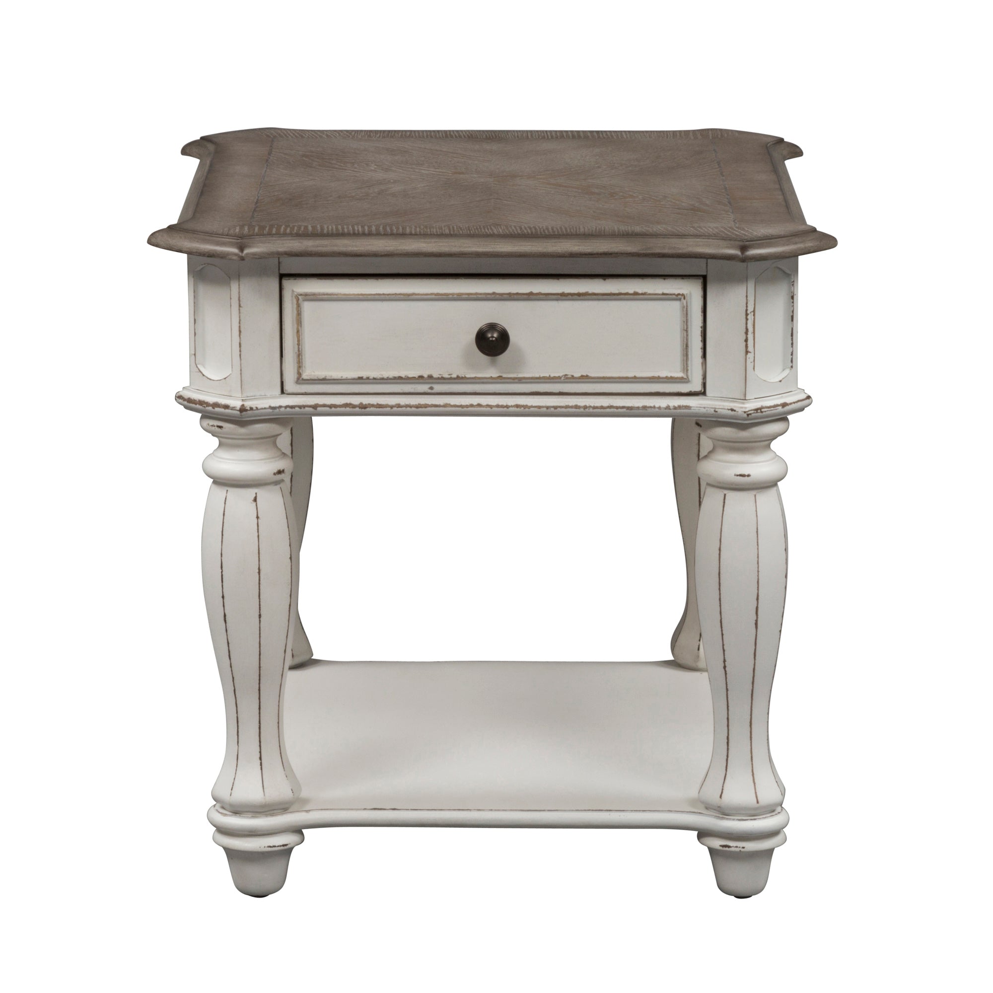Liberty Furniture - MAGNOLIA MANOR RECTANGULAR END TABLE - White|Light Brown Wood - Tables