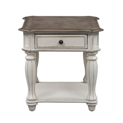 Liberty Furniture - MAGNOLIA MANOR RECTANGULAR END TABLE - White|Light Brown Wood - Tables