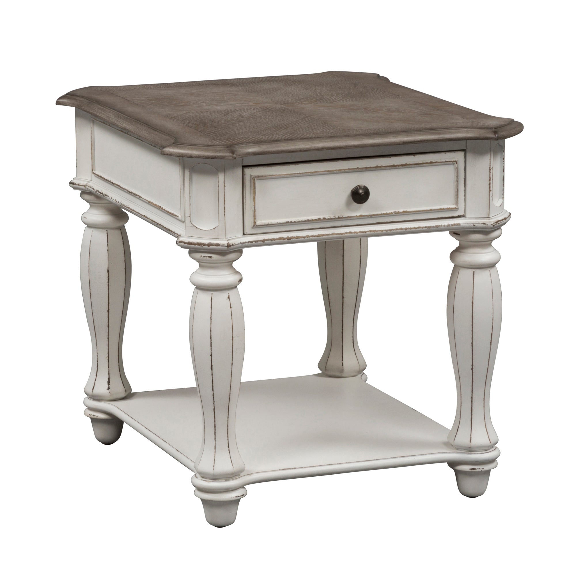 Liberty Furniture - MAGNOLIA MANOR RECTANGULAR END TABLE - White|Light Brown Wood - Tables - Additional View 2