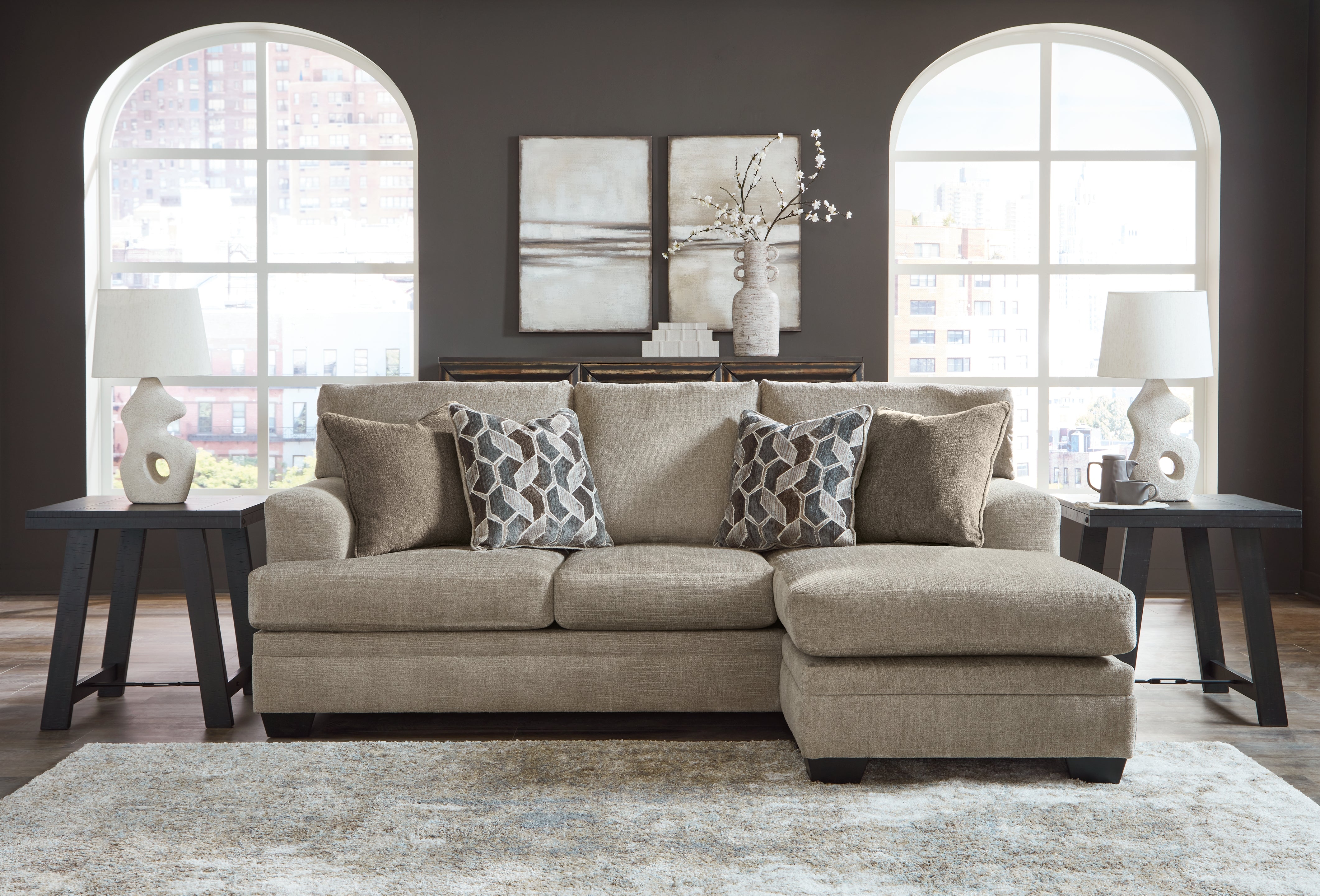 Ashley Furniture - Stonemeade Sofa Chaise - Taupe - Light Brown Fabric - Sofas - Additional View 1
