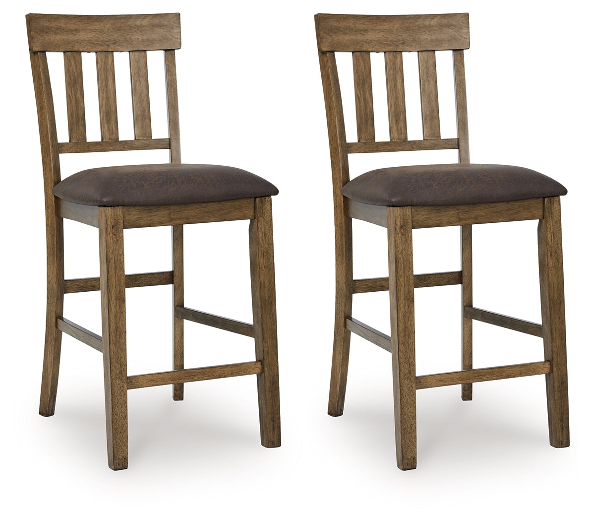 Ashley Furniture - BROXTYN BARSTOOL - Light Brown Wood|Faux Leather - Stools