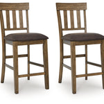 Ashley Furniture - BROXTYN BARSTOOL - Light Brown Wood|Faux Leather - Stools