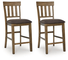 Ashley Furniture - BROXTYN BARSTOOL - Light Brown Wood|Faux Leather - Stools