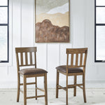 Ashley Furniture - BROXTYN BARSTOOL - Light Brown Wood|Faux Leather - Stools - Additional View 1