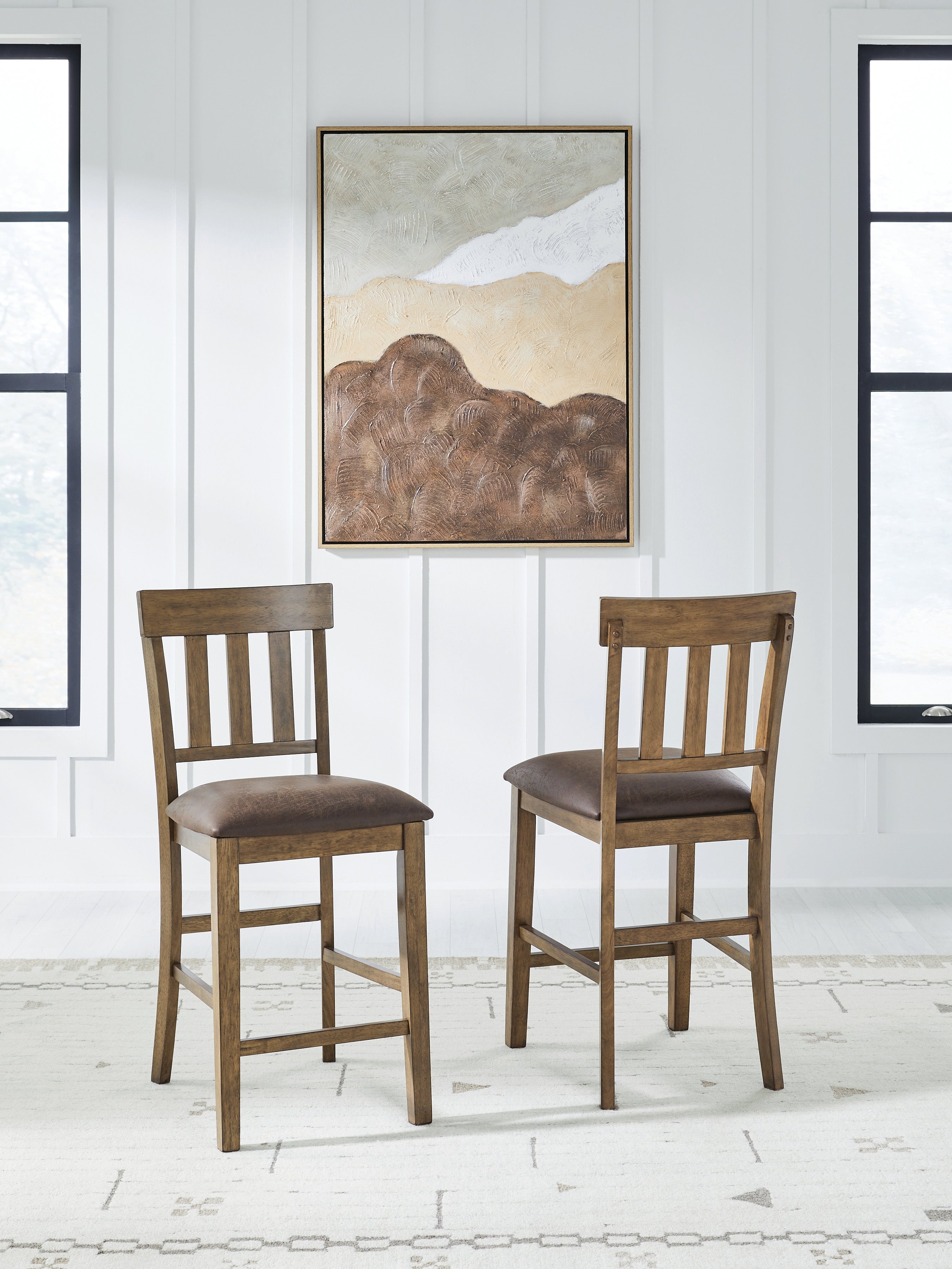 Ashley Furniture - BROXTYN BARSTOOL - Light Brown Wood|Faux Leather - Stools - Additional View 1