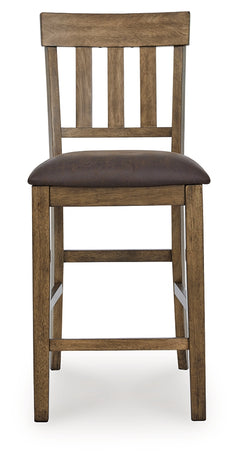 Ashley Furniture - BROXTYN BARSTOOL - Light Brown Wood|Faux Leather - Stools - Additional View 3