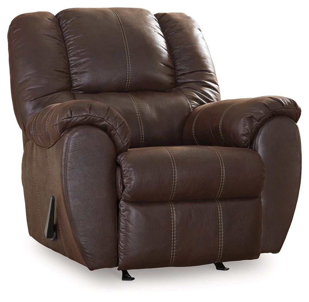 Ashley Furniture - Mcgann Rocker Recliner - Walnut - Dark Brown Faux Leather - Recliners