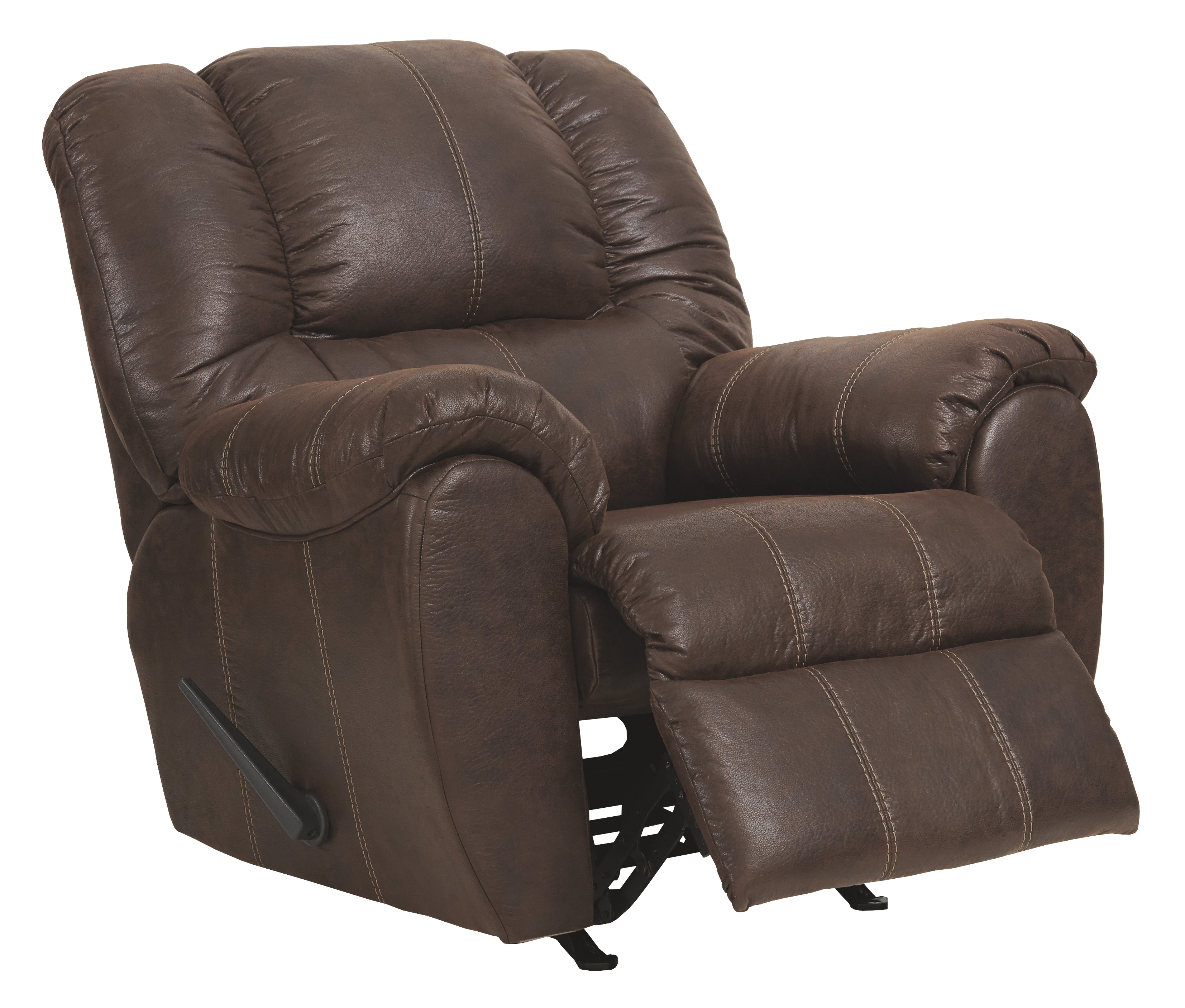 Ashley Furniture - Mcgann Rocker Recliner - Walnut - Dark Brown Faux Leather - Recliners - Additional View 2