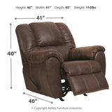 Ashley Furniture - Mcgann Rocker Recliner - Walnut - Dark Brown Faux Leather - Recliners - Additional View 3