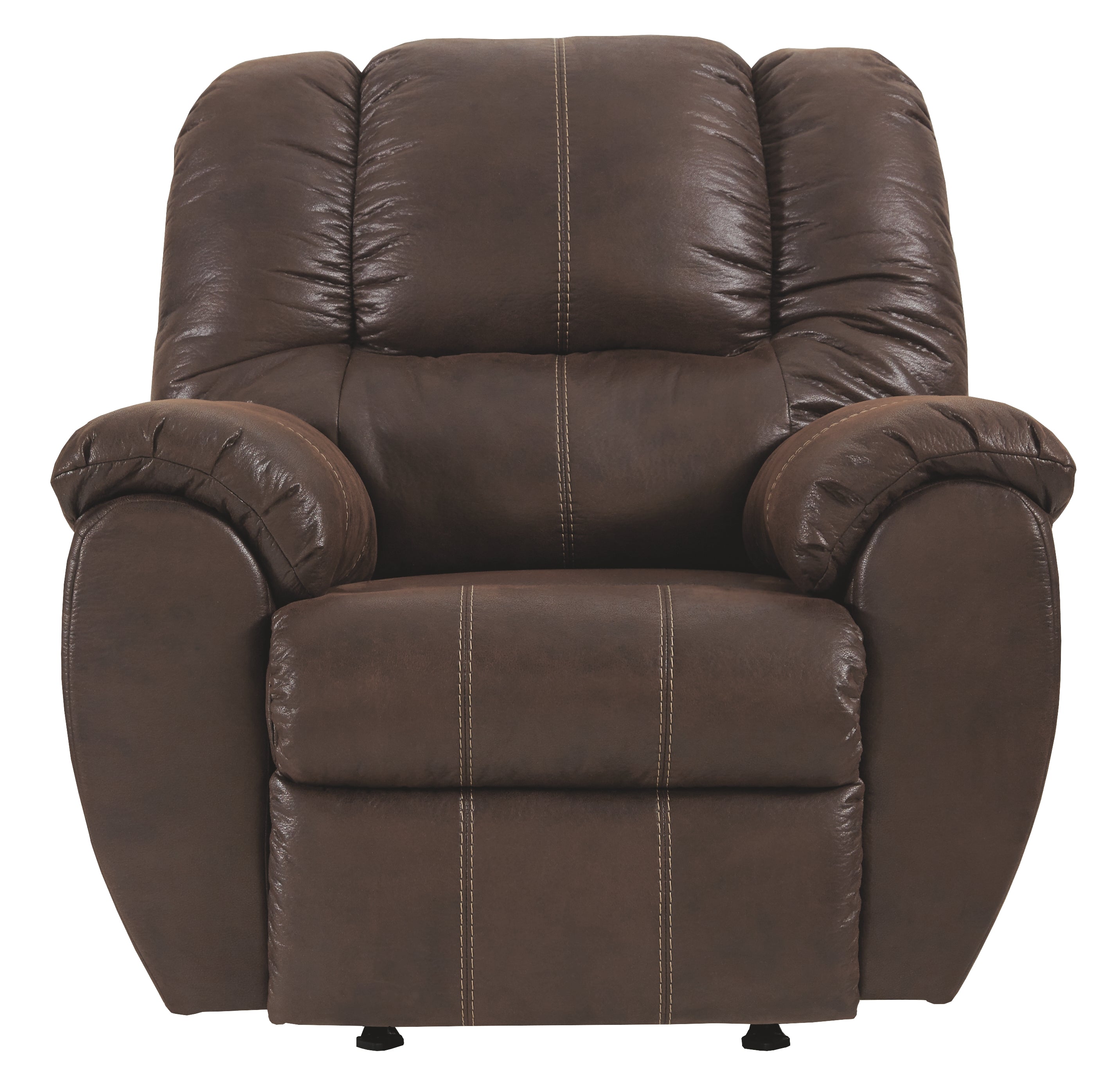 Ashley Furniture - Mcgann Rocker Recliner - Walnut - Dark Brown Faux Leather - Recliners - Additional View 6
