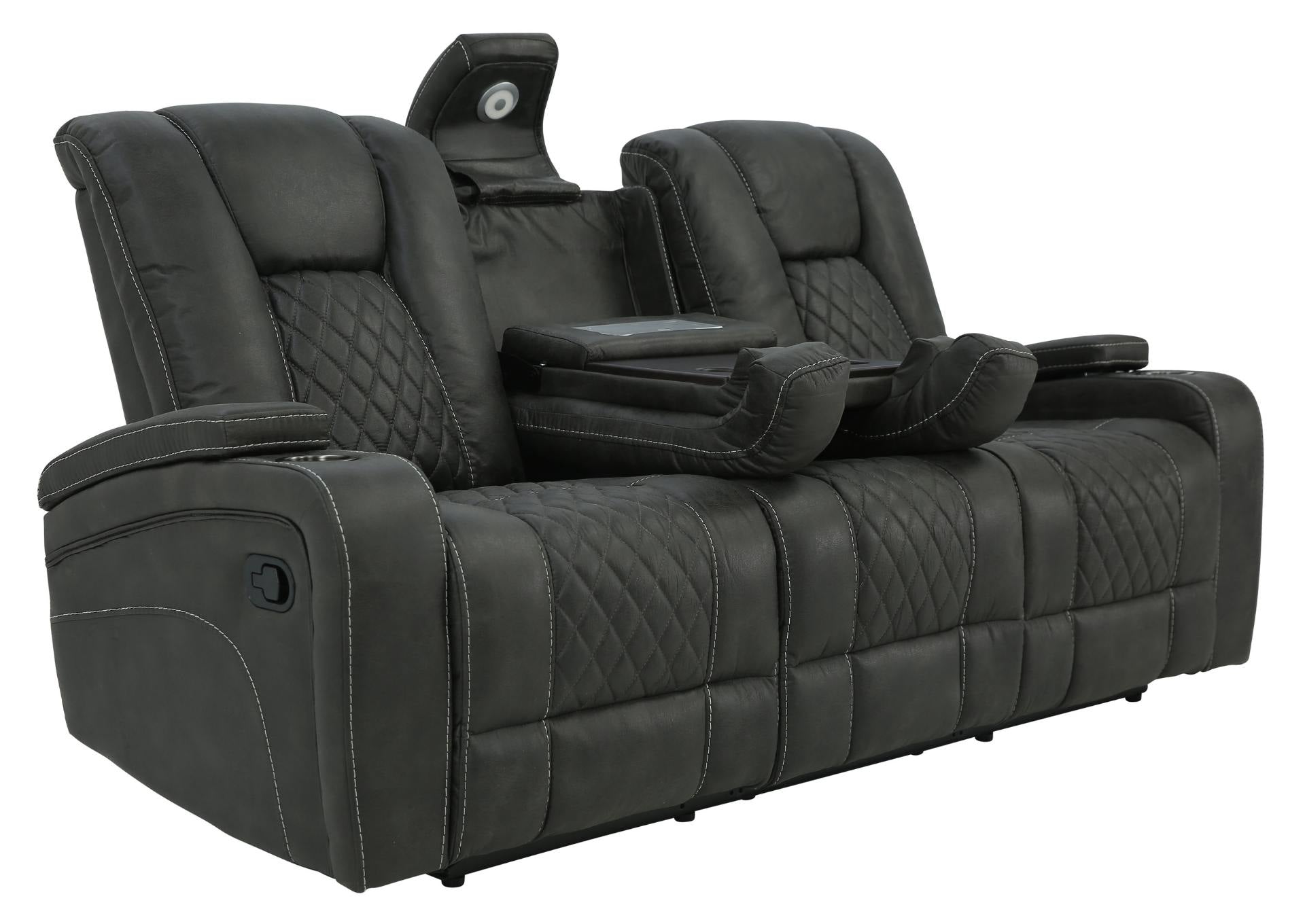 ABILENE GRANITE RECLINING SOFA WITH DROP DOWN TABLE - Additional View 2
