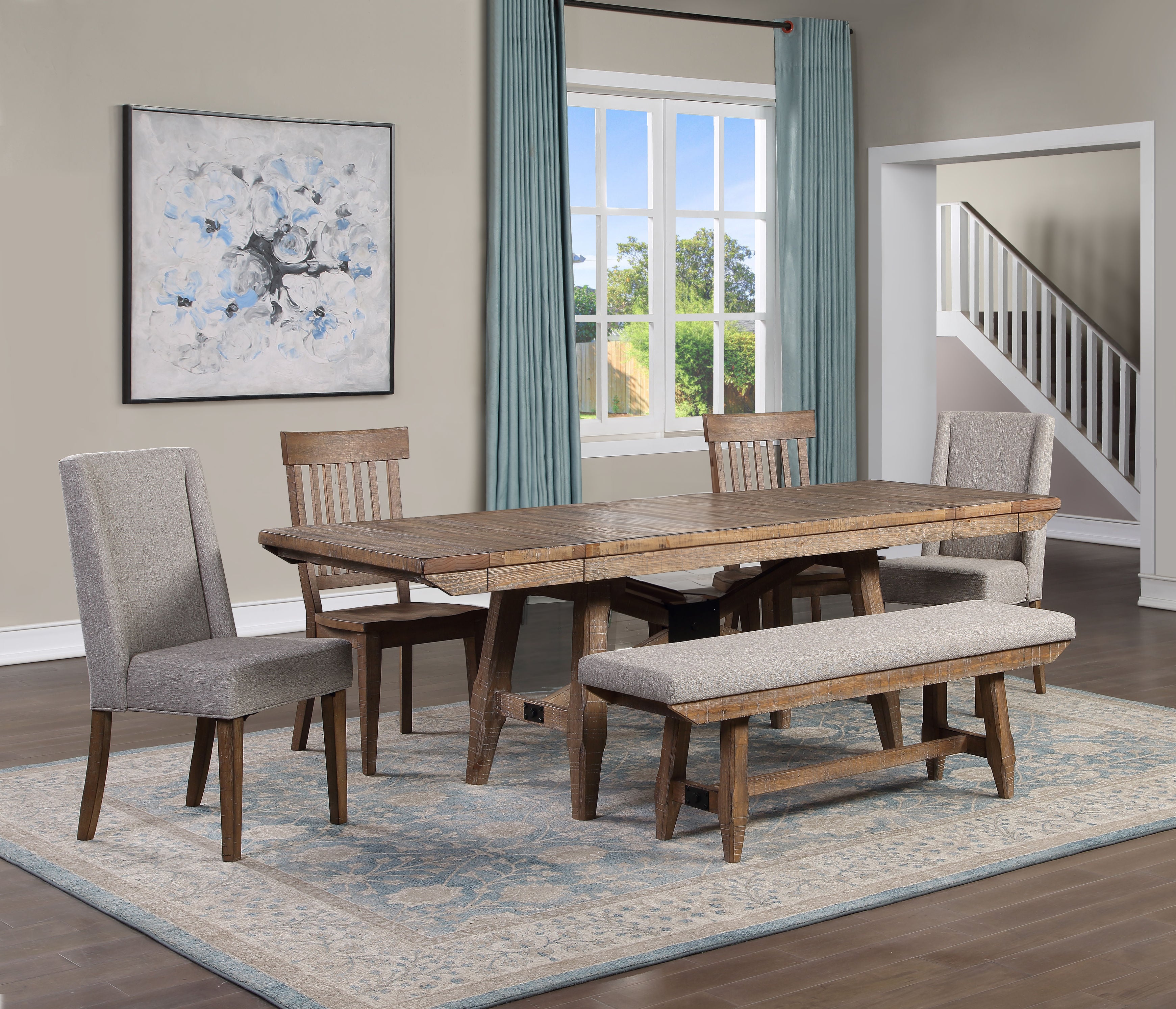 Steve Silver Furniture - Riverdale 6 Piece Dining Table Set - Light Brown Wood - Dining Room Sets - Additional View 4