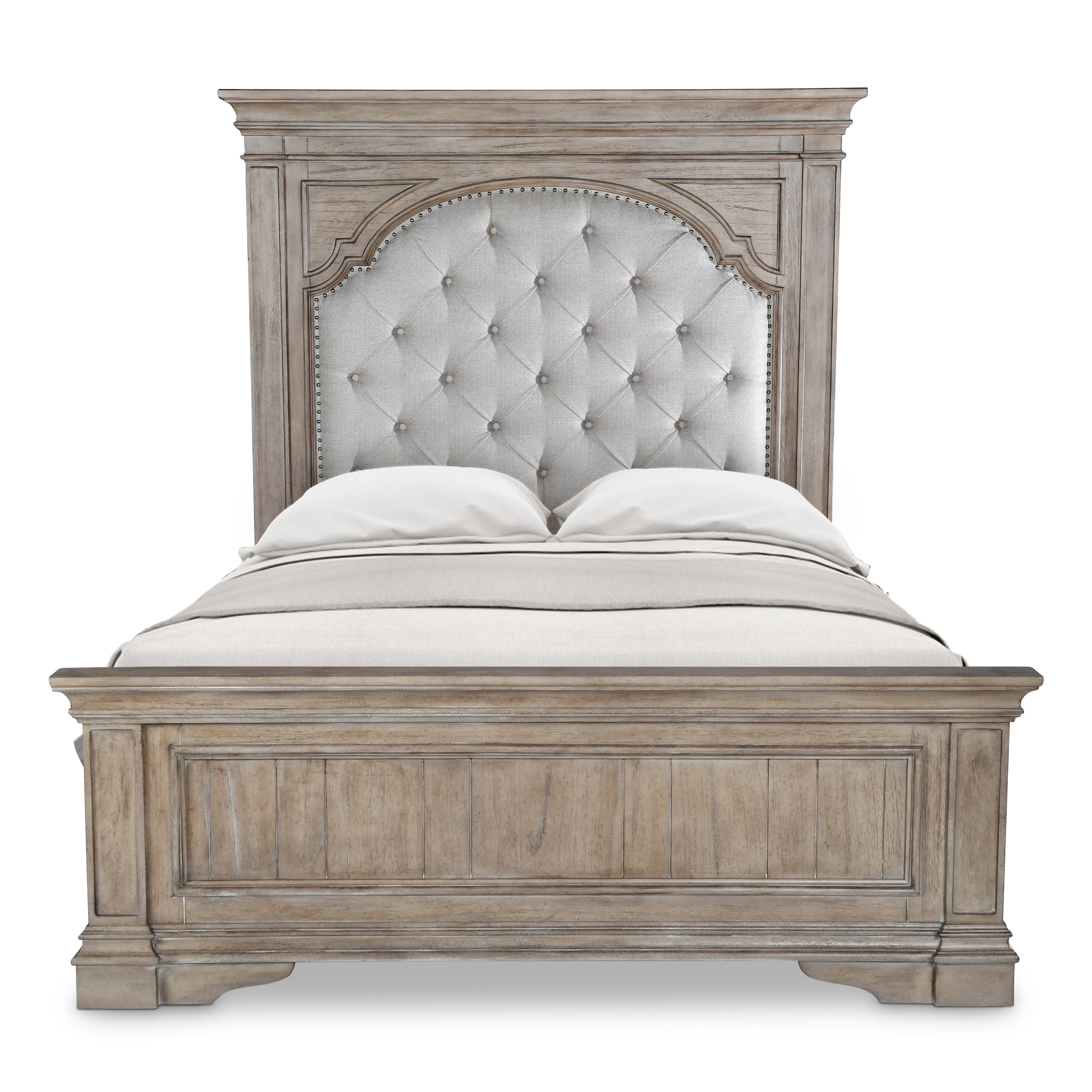 Steve Silver Furniture - Highland Park Queen Bed - Brown - Light Brown Faux Leather - Beds