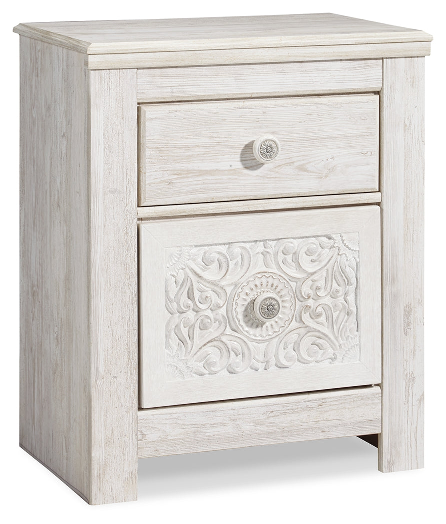 Ashley Furniture - PAXBERRY TWO DRAWER NIGHT STAND - White Wood - Nightstands