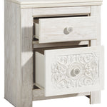 Ashley Furniture - PAXBERRY TWO DRAWER NIGHT STAND - White Wood - Nightstands - Additional View 2