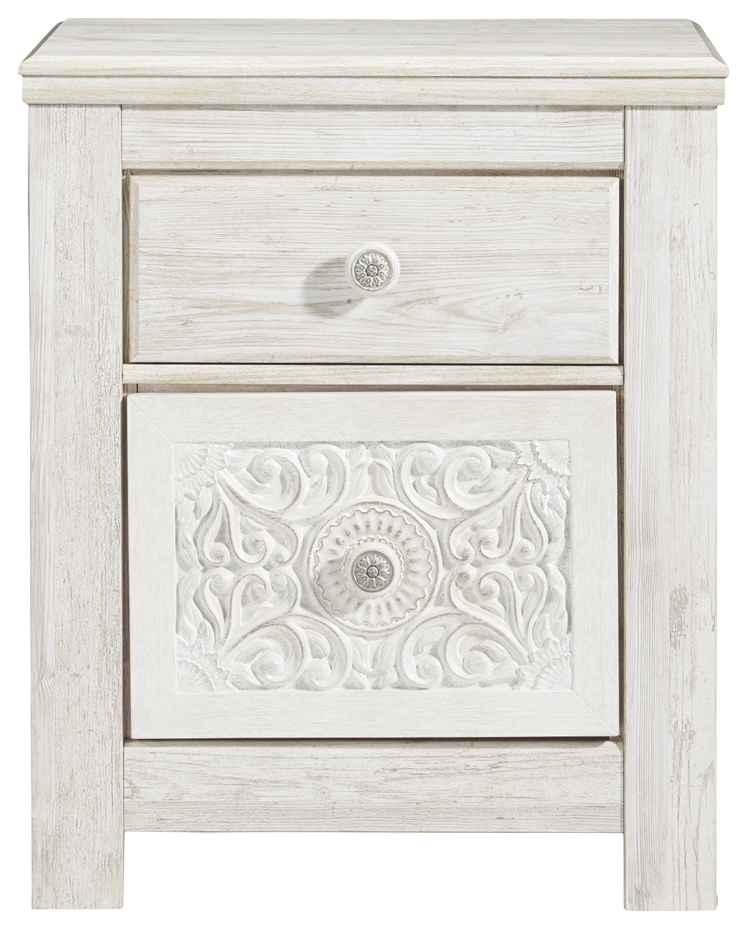 Ashley Furniture - PAXBERRY TWO DRAWER NIGHT STAND - White Wood - Nightstands - Additional View 4