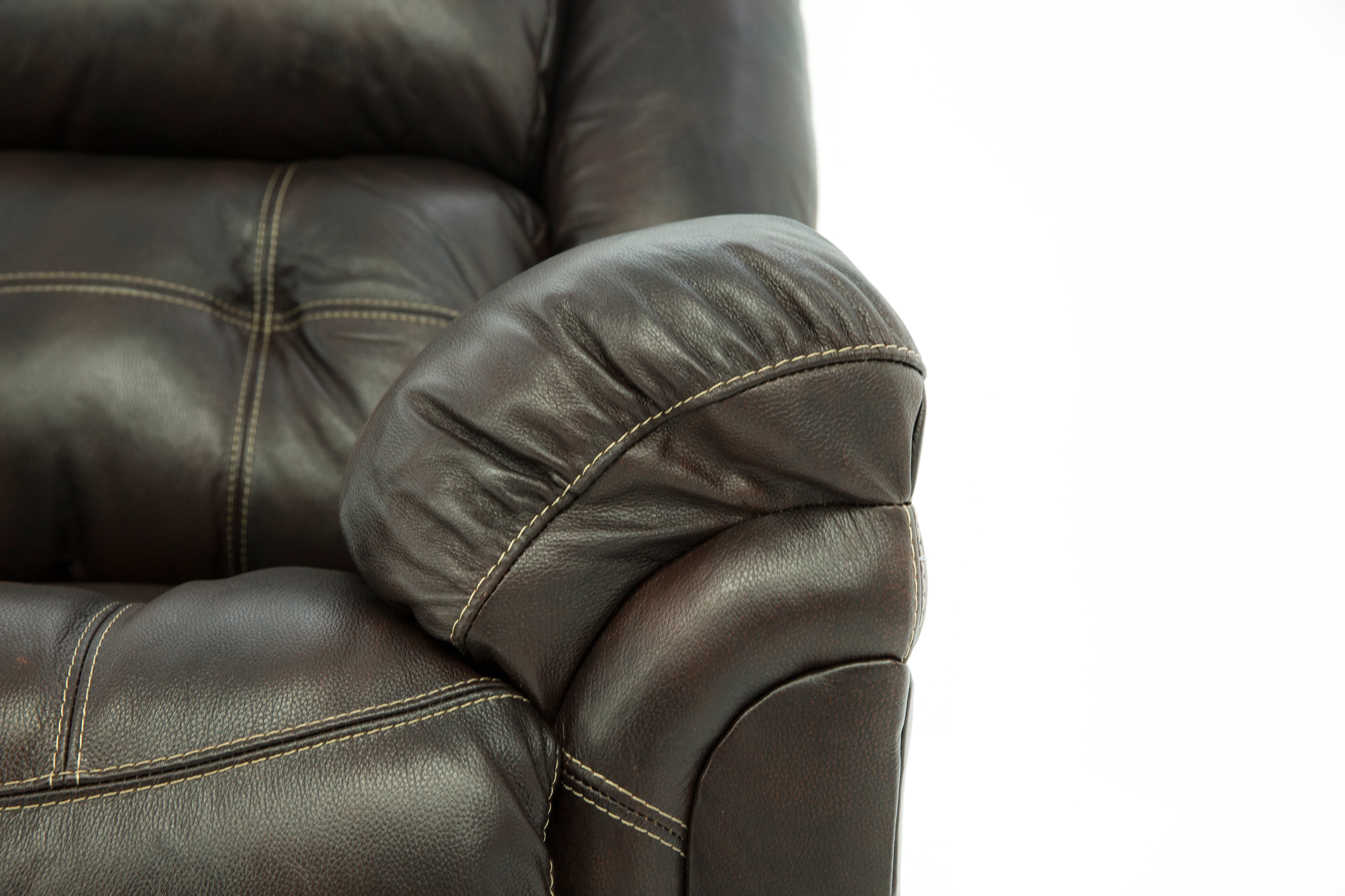 Hudson Leather Power Recliner - Chocolate - Additional View 2