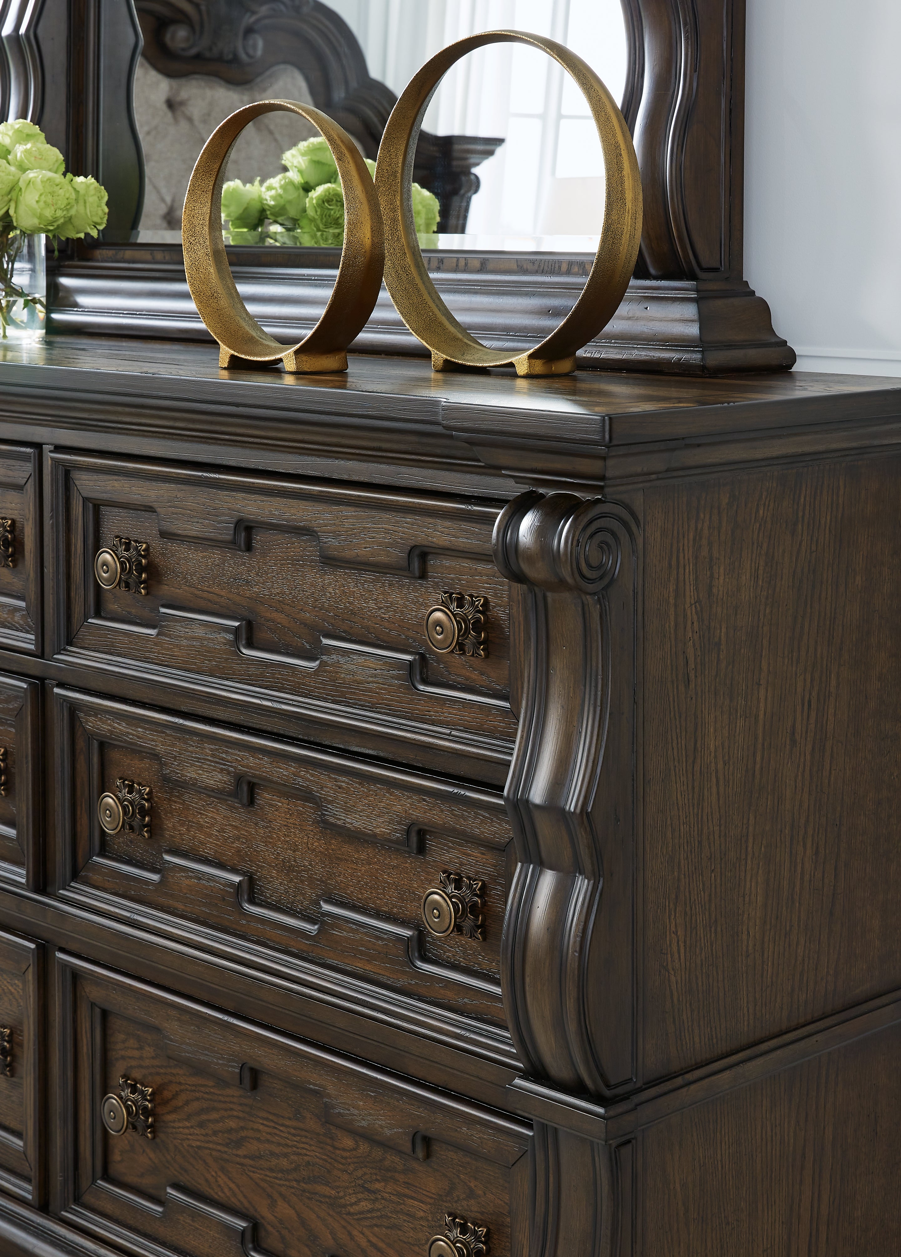 Ashley Furniture - MAYLEE DRESSER - Dark Brown Wood - Dresser & Mirror - Additional View 6