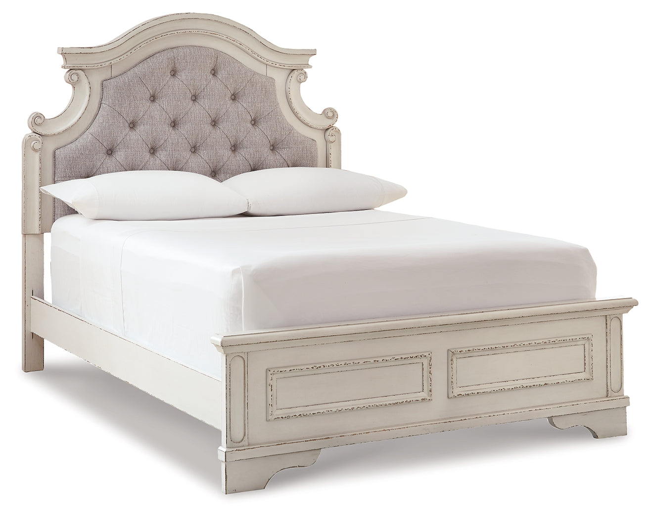 Ashley Furniture - Realyn Full Panel Bed - White Wood|Fabric - Beds