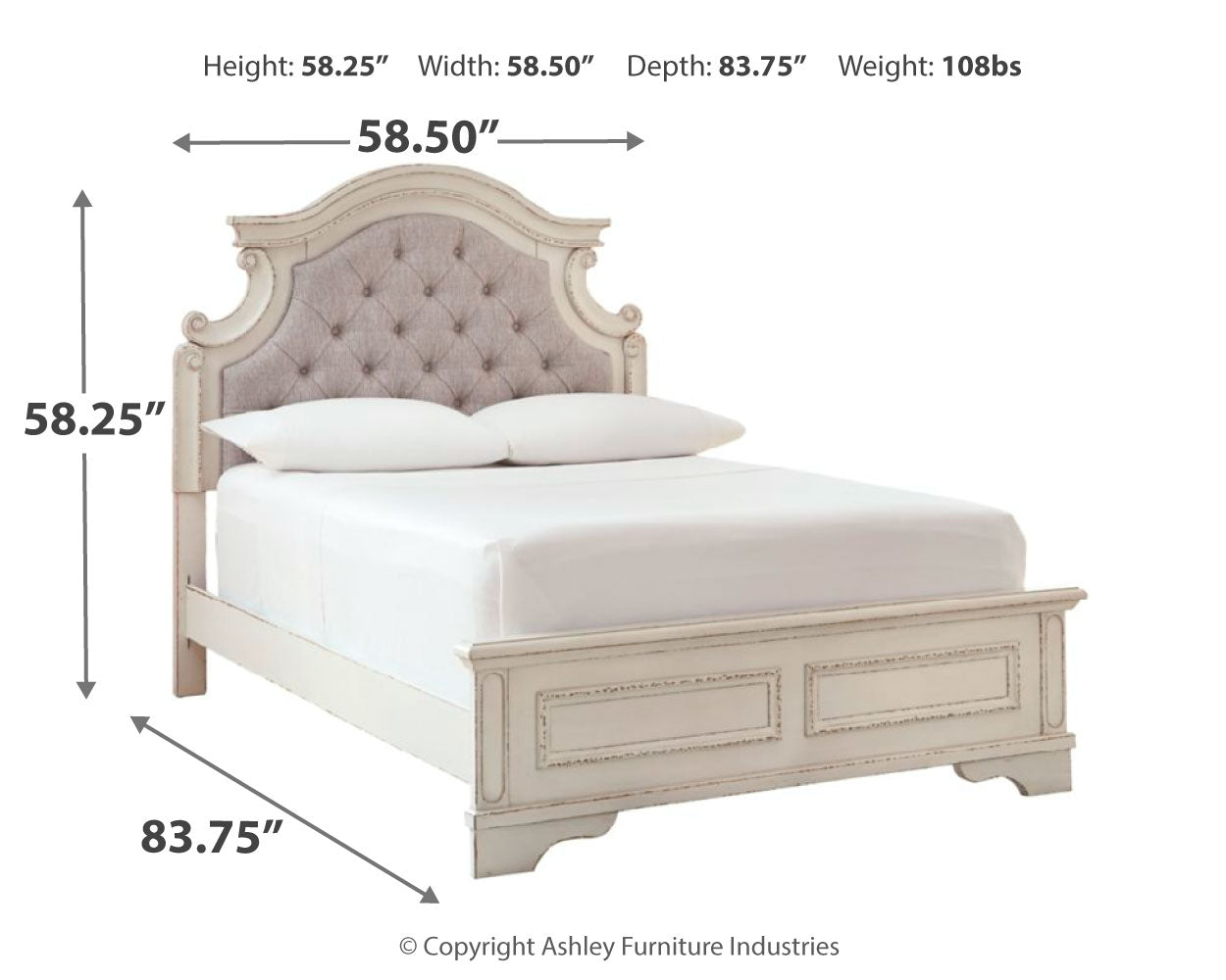 Ashley Furniture - Realyn Full Panel Bed - White Wood|Fabric - Beds - Additional View 4