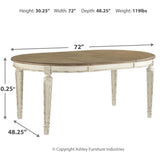Ashley Furniture - REALYN OVAL DINING ROOM TABLE - White Wood - Tables - Additional View 3
