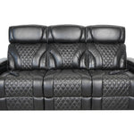 VAMOND BLACK LEATHER POWER SOFA WITH AIR MASSAGE AND IMMERSIVE AUDIO