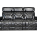 VAMOND BLACK LEATHER POWER SOFA WITH AIR MASSAGE AND IMMERSIVE AUDIO