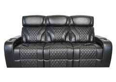 VAMOND BLACK LEATHER POWER SOFA WITH AIR MASSAGE AND IMMERSIVE AUDIO
