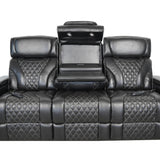 VAMOND BLACK LEATHER POWER SOFA WITH AIR MASSAGE AND IMMERSIVE AUDIO - Additional View 1