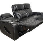 VAMOND BLACK LEATHER POWER SOFA WITH AIR MASSAGE AND IMMERSIVE AUDIO - Additional View 2