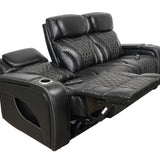 VAMOND BLACK LEATHER POWER SOFA WITH AIR MASSAGE AND IMMERSIVE AUDIO - Additional View 2