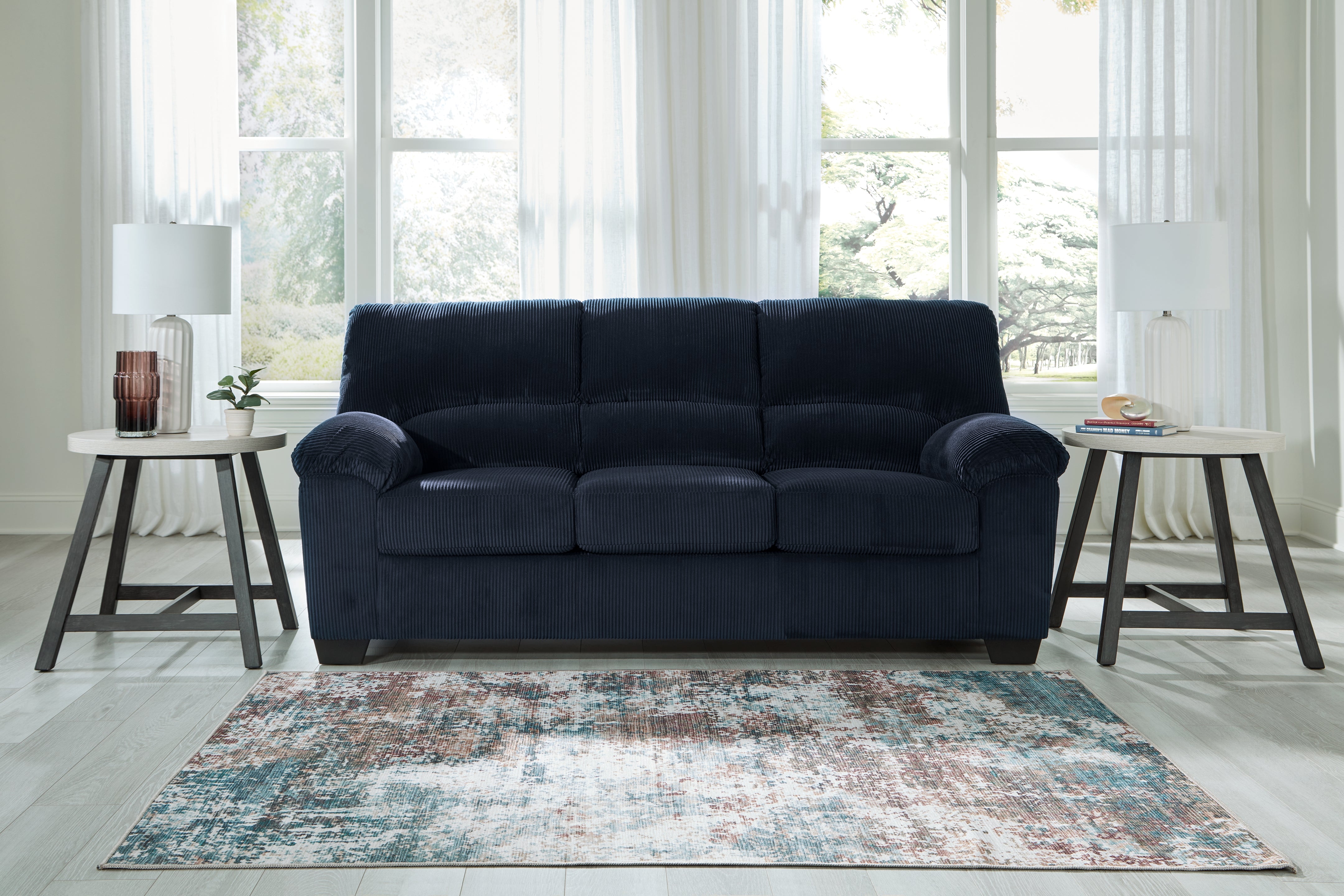 Ashley Furniture - Simplejoy Sofa - Navy - Blue Fabric - Sofas - Additional View 1