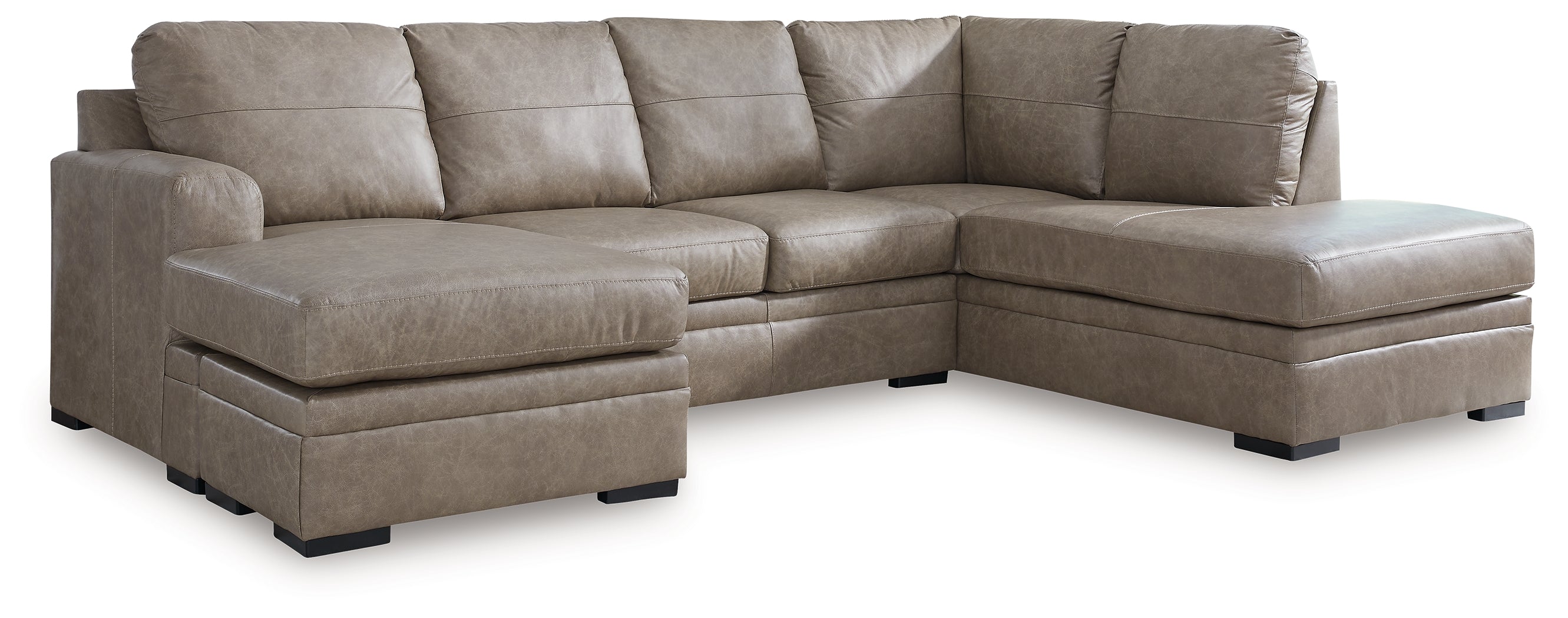 Ashley Furniture - AMULETO DESERT LEATHER 2 PIECE SECTIONAL - Beige Leather Match - Sectionals