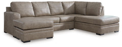 Ashley Furniture - AMULETO DESERT LEATHER 2 PIECE SECTIONAL - Beige Leather Match - Sectionals
