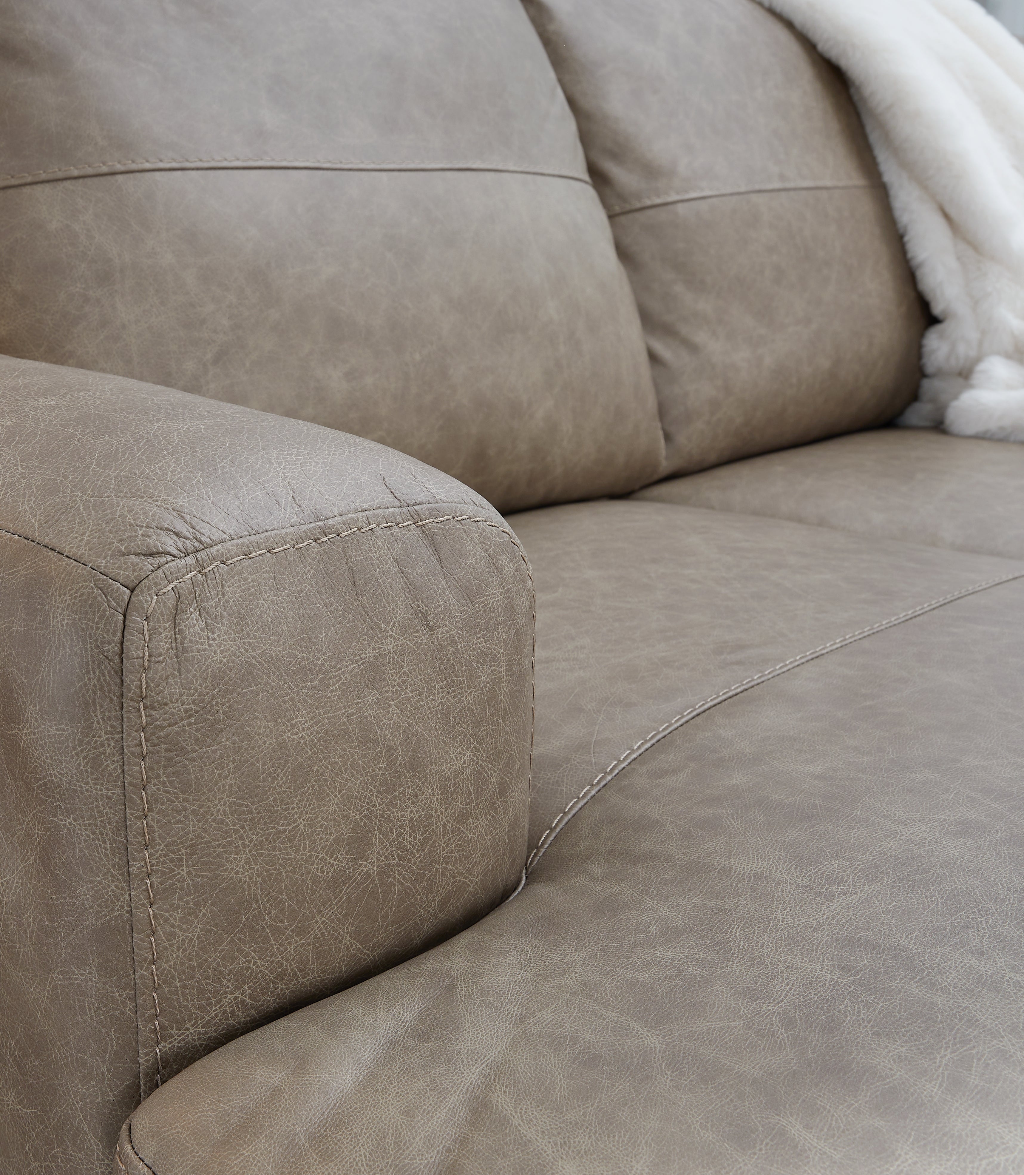 Ashley Furniture - AMULETO DESERT LEATHER 2 PIECE SECTIONAL - Beige Leather Match - Sectionals - Additional View 1