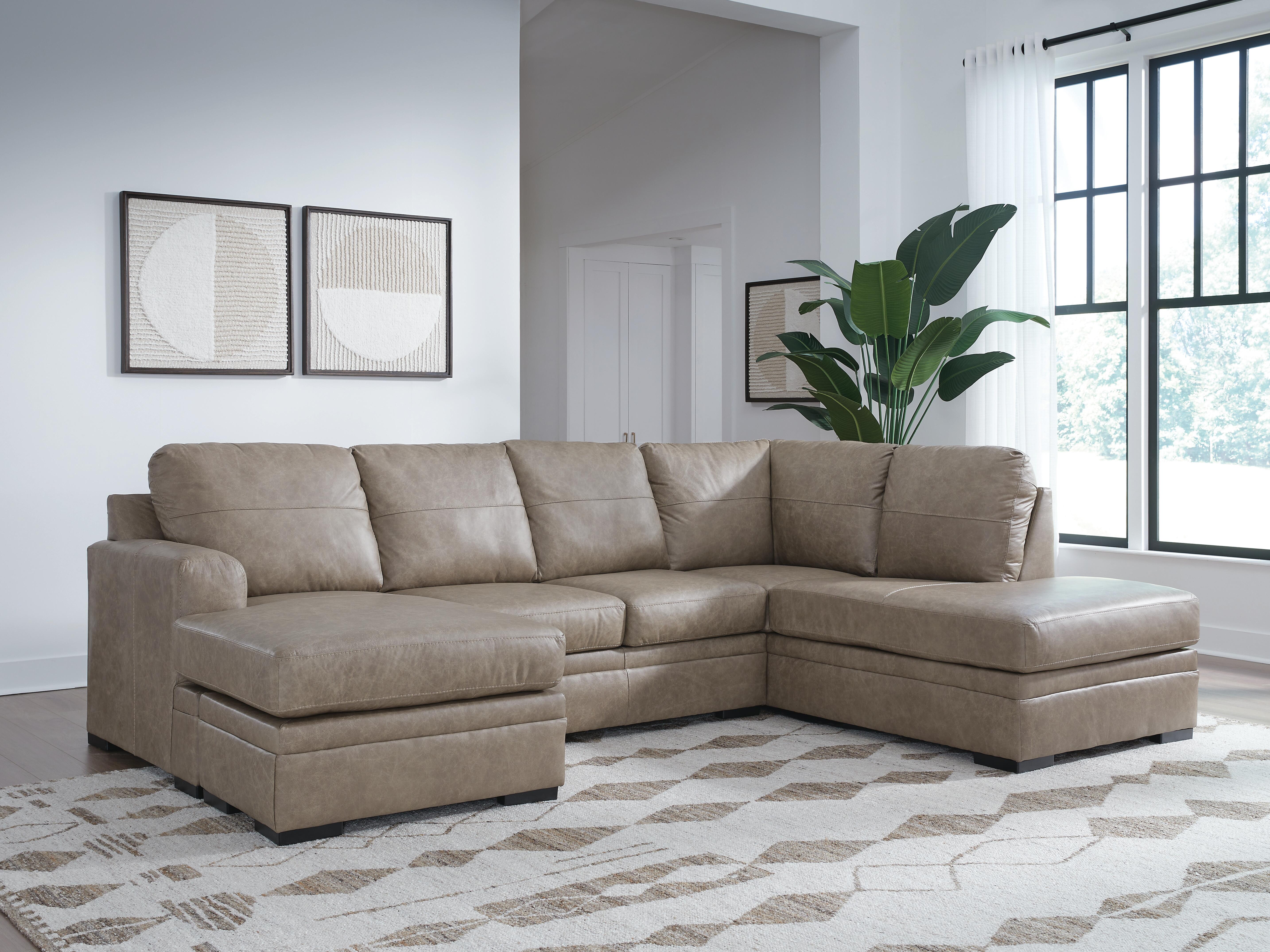 Ashley Furniture - AMULETO DESERT LEATHER 2 PIECE SECTIONAL - Beige Leather Match - Sectionals - Additional View 3