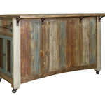 International Furniture Direct - ANTIQUE KITCHEN ISLAND - Blue|Light Brown Wood - Islands & Carts - Additional View 1